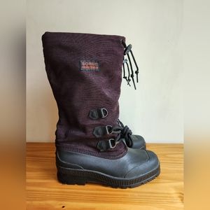 SOREL Vintage Kaufman Canada Snowcap Winter Boots Burgundy Liner Women's Size 8
